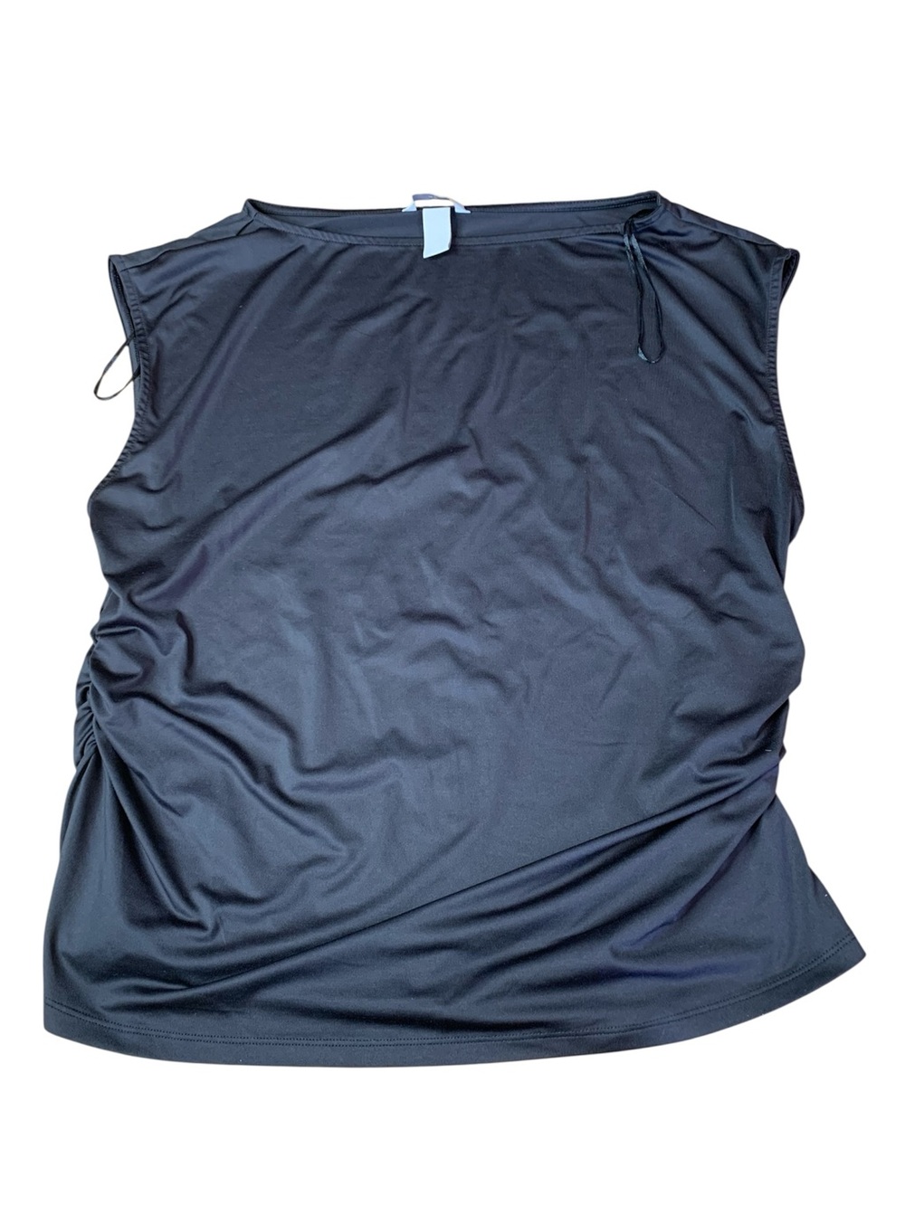 H&M Black Ruched Sleeveless Boatneck Top - Size XL